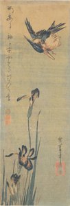 Kingfisher lentää iiriksen yli tekijältä Utagawa Hiroshige