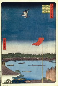Komakata Hall ja Azuma Bridge Sata kuuluisaa näkymää Edosta, 1856-1858 tekijältä Utagawa Hiroshige