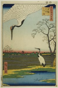 Minowa, Kanasugi, Mikawashima, sarjasta "Sata kuuluisaa näkymää Edosta (Meisho Edo hyakkei)". tekijältä Utagawa Hiroshige