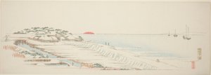 Aamulunta Susakissa (Susaki yuki no asa), sarjasta "Kolmetoista näkymää Edon ympäristöstä" tekijältä Utagawa Hiroshige