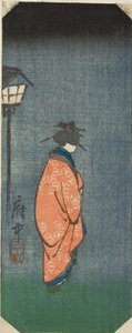 Nichomachi in Fuchu, osa arkista nro. 6 sarjasta "Pictures of the Fifty-three Station of the Tokaido (Tokaido gojusan tsugi zue)" tekijältä Utagawa Hiroshige