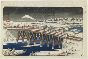 Nihonbashin silta lumessa, 1839-1842