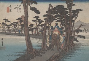 Nro 16 "Yoshiwara: Fuji vasemmalla" Tokaidon 53 asemalta, n. 1833