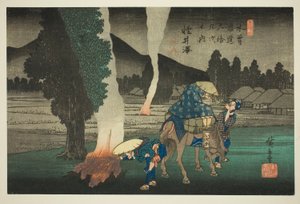 /. 19: Karuizawa, sarjasta "Shixty-nines of Tekisokaido" tekijältä Utagawa Hiroshige