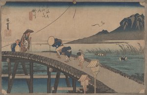 Nro 27 "Kakegawa: Näkymä Akibasta" Tokaidon 53 asemalta, n. 1833