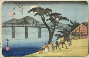 /. 28: Nagakubo, sarjasta "Shi xty-nine S taion s of kisokaido" tekijältä Utagawa Hiroshige