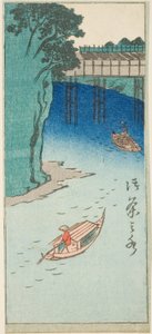 Ochanomizu, osa arkista sarjasta "Leikkauskuvia Edon kuuluisista paikoista (Edo meisho harimaze zue)" tekijältä Utagawa Hiroshige