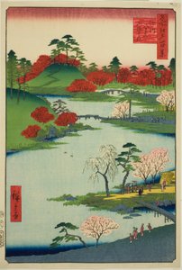 Tegardenin avajaiset Fukagawa Hachimanin pyhäkössä (Fukagawa Hachiman Yamabiraki), sarjasta ws of Edo” tekijältä Utagawa Hiroshige