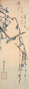 Punainen sinihäntä kirsikanoksalla tekijältä Utagawa Hiroshige