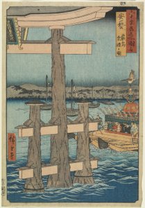RokuScene Itsukushiman pyhäkössä Akin maakunnassa, 1853