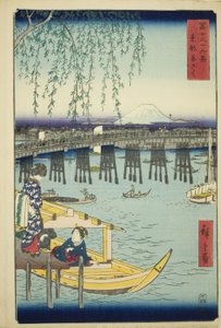Ryogokun silta itäisessä pääkaupungissa (Toto Ryogoku), sarjasta "Kolmekymmentäkuusi näkymää Fuji-vuorelle (Fuji sanjurokkei)" tekijältä Utagawa Hiroshige