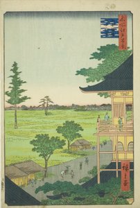 Sazai Hall of Field rahoittama rakkan tempe (gohyaku rakkan sazaid), sarjasta "yhden rahoitetun maanviljelijän Ews of Edo" tekijältä Utagawa Hiroshige