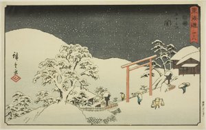 Seki - Ei. 48, sarjasta "Fifty-three Stations of the Tokaido (Tokaido gojusan tsugi)", joka tunnetaan myös nimellä Reisho Tokaido tekijältä Utagawa Hiroshige