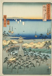 Settsu Project: Idemi Bea ch at Sumiyoshi (Settsu, Sumiyoshi Idemi no Hama), sarjastaーOh d Proinses tekijältä Utagawa Hiroshige