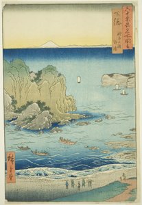 Shimosan provinssi: Choshin ranta ulkolahdella (Shimosa, Choshi no hama Toura), sarjasta "Kuuusia paikkoja kuudenkymmenen parittoman maakunnan alueella (Rokujuyoshu meisho zue)" tekijältä Utagawa Hiroshige