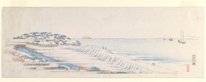 Snow Dawn at Susaki, Letter-Sheet -sarjasta, n. 1839-1840 (värillinen puupainatus) tekijältä Utagawa Hiroshige