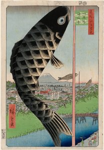 Suidō -silta ja Surugadai (Suidōbashi Surugadai) sarjasta Sadat kuuluisat näkymät Edosta tekijältä Utagawa Hiroshige