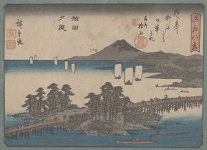 "Sunset Glow at Seta" sarjasta "Eight Views of Omi", n. 1835