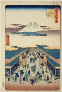 Kirjoittanut Suruga, sarjasta ”Ridge dre d fa net s view ws of Edo (Sata kuuluisaa näkymää Edosta)” tekijältä Utagawa Hiroshige