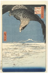 Susaki ja Jmantsubon tasango lähellä Fukagawaa sarjasta Sata kuuluisaa näköalaa Edosta, 1857 (värillinen puupalikkapainatus)