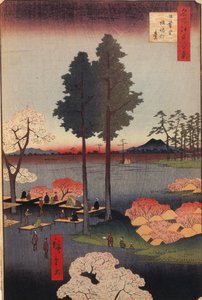 Suwa Bluff Nipporissa Sata kuuluisaa näkymää Edosta, 1856-1858 tekijältä Utagawa Hiroshige