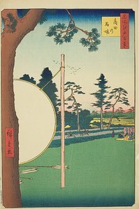 Takata Riding Grounds (Takata no baba), nro 115 sarjasta "One Hundred Famous Views of Edo (Meisho Edo hyakkei)". tekijältä Utagawa Hiroshige