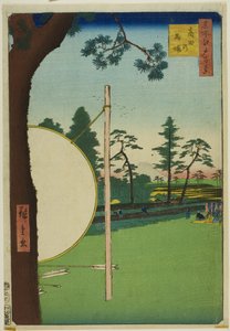 Takata Riding Grounds (Takata no baba), sarjasta "Sata kuuluisaa näkymää Edosta (Meisho Edo hyakkei)". tekijältä Utagawa Hiroshige