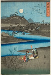 Kinuta Jalokivijoki Setsun maakunnassa (Settsu Kinuta), sarjasta "Kuusi jalokivijokea eri maakunnissa (Shokoku Mu Tamagawa)" tekijältä Utagawa Hiroshige
