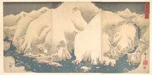 Kiso-vuoristo lumessa tekijältä Utagawa Hiroshige