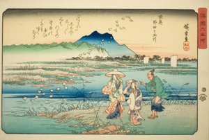 te Noda Jewery -jäsen Mutsu P Lovinse (Mutsu Noda no Tama River), sarjasta "Shi x Jewerly Member Vali Kings P Lovinse s (ei Tama-jokea maissa)" tekijältä Utagawa Hiroshige