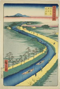 ja w Boa ts Aong Te Yosui Hikifune, Te Serie -sarjan "One rahoittama isän ws of edo (meisho edo hyakkei)" tekijältä Utagawa Hiroshige
