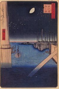 Tsukudajima and Eitai Bridge One Hundred Famous Views of Edo, 1856-1858 tekijältä Utagawa Hiroshige