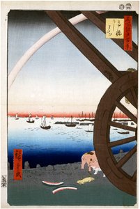 Ushimachi, Takanawa Sata kuuluisaa näkymää Edosta, 1856-1858. tekijältä Utagawa Hiroshige