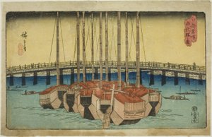 Näkymä Eitai-sillasta (piirustus Eitai-sillasta), tee-sarjasta tekijältä Utagawa Hiroshige