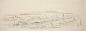 Näkymä Koganeille (Koganei no kei), nimettömästä sarjasta kuuluisia näkymiä Edon esikaupunkialueille tekijältä Utagawa Hiroshige