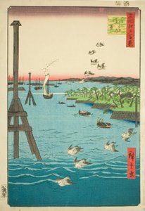 Näkymä Shiba y:stä (Shibauran prefektuurin poliisi), sarjasta "Ridge dre d f net s View of Edo (Sata kuuluisaa näkymää Edoon)" tekijältä Utagawa Hiroshige