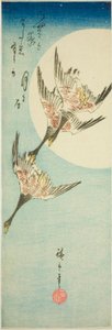 Villihanhet lentävät täysikuun yli tekijältä Utagawa Hiroshige
