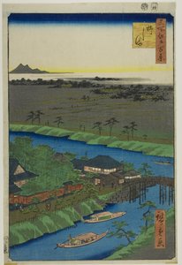 Yanagashima, sarjasta "Sata kuuluisaa näkymää Edosta (Meisho Edo hyakkei)". tekijältä Utagawa Hiroshige
