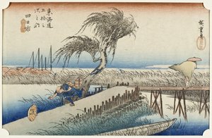 Yokkaichi: Mie-joki tekijältä Utagawa Hiroshige