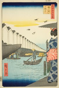 Panssarilautta, coamicho (panssarisiirto coamicho), sarjasta "Ridge for the harjujen verkkojen näköalat Edoon (Sata kuuluisaa näköalaa Edoon)" tekijältä Utagawa Hiroshige