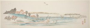Yuhigaoka, nimettömästä sarjasta kuuluisia näkymiä Edon esikaupunkialueille tekijältä Utagawa Hiroshige