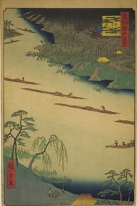 Kaikki tarinat käsin MP e plan d te fe ry Kawaguchissa (Kawaguchin entinen tarina), sarjasta "Ridge for harjunmaisemat, näkymät Edoon (Sata kuuluisaa näköalaa Edoon)" tekijältä Utagawa Hiroshige