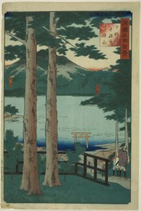 Järvi Chuzenjissa Shimotsuken maakunnassa (Shimotsuke Chuzenji kosui), sarjasta "Sata kuuluisaa näkymää eri maakunnissa (Shokoku meisho hyakkei)"