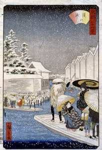 Veneitä lumen alla, Japani - Hiroshige print