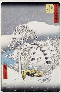 Hahmot lumen alla, Japani - Hiroshige Utagawan japanilainen printti - 1800-luku
