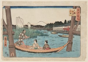 ?? Silta, numero, kolmiosainen (tämä on DB ck p Hayashi t) tekijältä Utagawa II Hiroshige