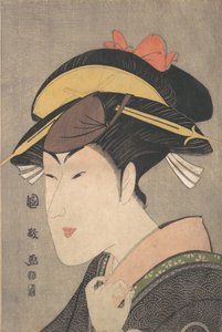 Näyttelijä Matsumoto Yonesaburo naisen roolissa, 1790-luvun lopulla.