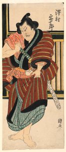 Fragmentti: Sawamura Sojuro vetää miekkansa tekijältä Utagawa Kuninao