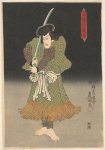 Näyttelijä paljain jaloin ja miekalla tekijältä Utagawa Kunisada (I)