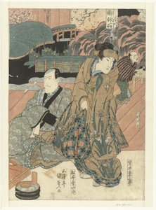 Näyttelijät lavalla tekijältä Utagawa Kunisada (I)